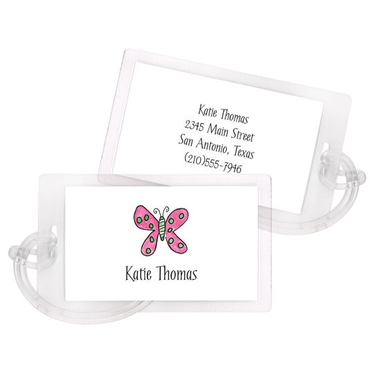 Hot Pink Butterfly ID Luggage Tags